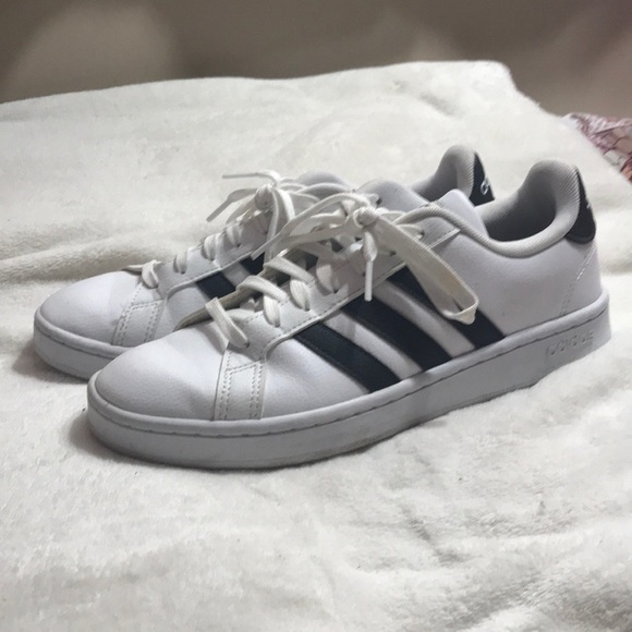 womens white adidas black stripes